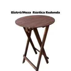 Mesa Bistrô Redonda Alta Para Lanchonete Bares Jardim Rústico