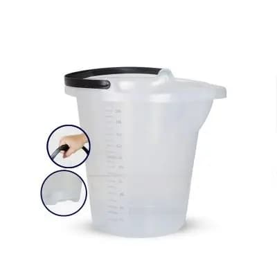 BALDE PLASTICO TRANSPARENTE 21 LITROS REFORÇADO COM MEDIDOR DE AGUA - KIT 02 UNIDADES