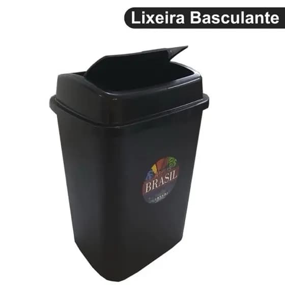 Lixeira 9 Litros Black Basculante Cozinha e Banheiro