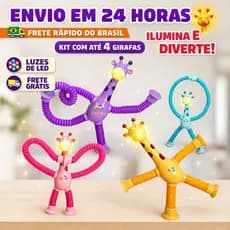 Kits 1/2/4 de Brinquedo Infantil Girafa Pop Tubo Led Com Ventosa