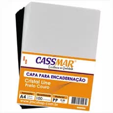 Capa Encadernação A4 - Preta Couro + Cristal Line 100un