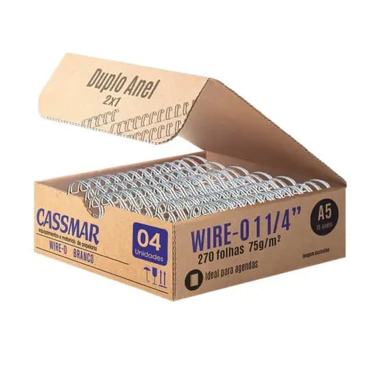 Wire-o para Encadernação A5 1 1/4 2x1 para 270fls Branco 04un