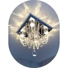 Lustre de Cristal Acrílico 30x30 Sala Quarto Hall Salão Topázio Vai montado