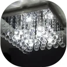 Lustre De Cristal Acrilico 30x30 Reto Esferas Sala Quarto Hall Corredor Vai Montado