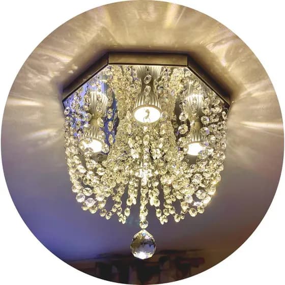 Lustre Octagonal 30x30 Cristal Acrílico Montado Hall Sala