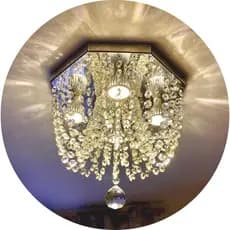 Lustre Octagonal 30x30 Cristal Acrílico Montado Hall Sala