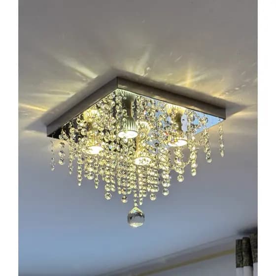 Lustre De Cristal Acrílico 30x30 Apartamento Sala Quarto