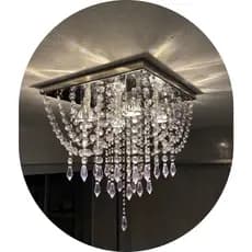 Lustre de Cristal Acrilico 40x40 Diamond Sala Quarto Hall Vai Montado