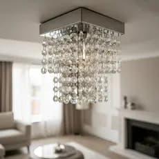 Lustre Pendente Cristais Acrílicos 14x14  Luxo Hall Quarto Sala Banheiro