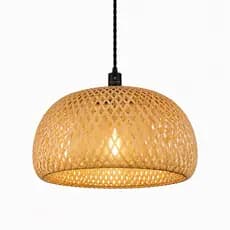 Luminária Lustre Pendente Bambu Rústico Cozinha Sala 30cm