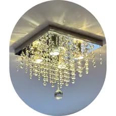 Lustre em Cristais Acrílicos 40x40 Sala Hall Quarto Salão