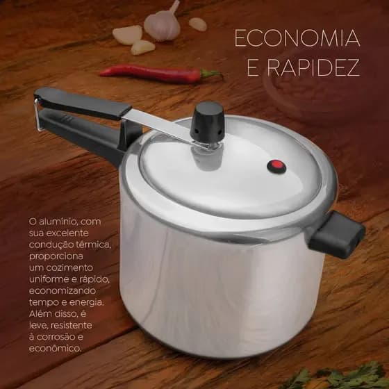 Panela de Pressão Polida 7 Litros de Alumínio Polido 7L Classic Panelux