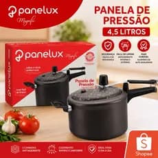 Panela de Pressão Panelux 4,5 Litros Antiaderente Teflon Magnific Preta OU POLIDA de 4.5 Litros