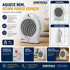 Aquecedor De Ar Elétrico Portatil De Ambiente Ventilador 110v Ou 220v