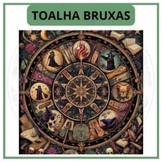 Toalha para Jogo de Tarot 0,70x0,70cm Bruxas