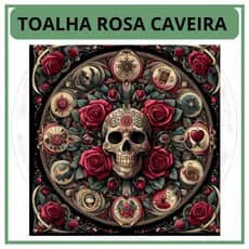 Toalha para Jogo de Tarot 0,70x0,70cm Rosa caveira