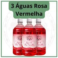 Kit 3 Unidades de Água de Rosas Vermelhas 1 Litro