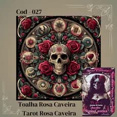 Kit Toalha Rosa Caveira + Tarot Rosa Caveira  36 Cartas