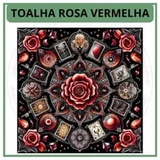 Toalha para Jogo de Tarot 0,70x0,70cm Rosa Vermelha
