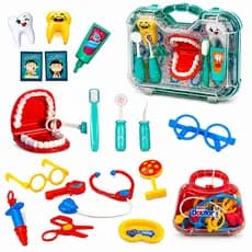 Kit Maleta de Dentista Infantil ou Maletinha de Médico Mini Doutor e Doutora Educativa Criança