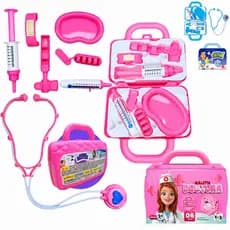 Kit Maletinha de Médico Infantil Kit Médico Mini Doutora e Doutor Brinquedo Educativo 7 Peças