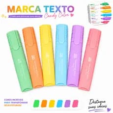 Kit 3/6 Marca Texto Caneta Marca Texto Colorido Tom Pastel Escolar Estudo Faculdade Resumo Concurso