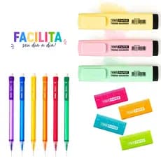 Marca Texto Pastel Lapiseira 0.7 Borracha Régua Papelaria Fofa Escolar Universitário