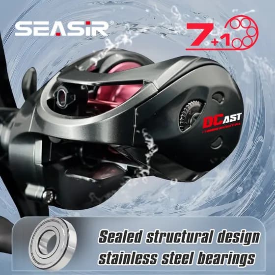 Seasir DCAST DC Carretilha de Pesca para Arremesso Controle Digital Long Cast 7.3:1 7+1BB Drag 9kg