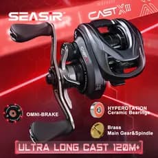 Seasir Cast-X3 Carretilha de Pesca 7.3:1 Ultra Long Cast 120m+ OMNI-MAG Brake Rolamentos Cerâmicos