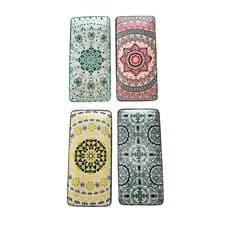 kit 4 Travessa Retangular Cerâmica Estampa Mandala Decoração Mesa