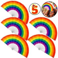 Leque de Mão Arco Íris LGBTQIA+ Carnaval Colorido de Mão Festa 23 Cm