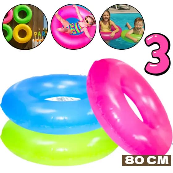 Boias Infláveis Redonda Neon 80cm Praia Piscina Criança Adulto Decoração Cores Vibrantes
