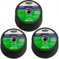 Kit 3 Rebolo Copo Cônico 4 Pol 60/80/120 Pedras Preciosas Marmores Granitos Concreto Premium