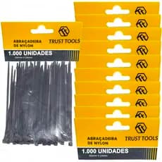 Kit 1.000 Abraçadeira Preto Enforca Gato De Nylon 2,5x100mm - Trust Tools