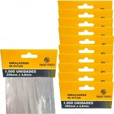 Kit 1.000 Abraçadeira Enforca Gato De Nylon 4,8x200mm Branco - Trust Tools