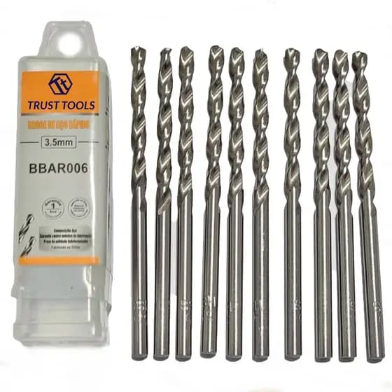 Kit 10 Broca Aço Rápido HSS 3,5mm*70mm - Trust Tools