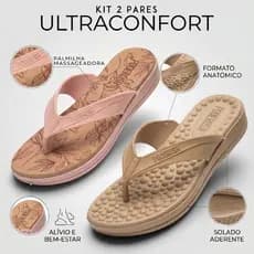 Kit 2 Chinelo Ortopédica Feminino Sandália Confortável Tamanco Rasteira Envio Rápido