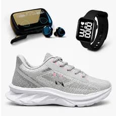 Tênis Feminino + Relógio + Fone Bluetooth Esportivo Academia Corrida Promoção Barato Leve