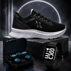 Kit Tênis Esportivo Masculino Academia + Fone + Relógio Corrida