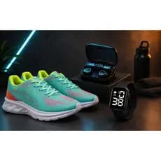 Kit Tênis feminino + Fone digital e relógio tênis próprio para esportes e academia e confortável
