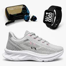 Kit Tênis Feminino Fone Touch Relógio Digital Ideal Presente Dia dos Namorados Fitness Barato