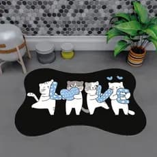 Tapete Osso para Gato e Cachorro Pet Comedouro Love Antiderrapante