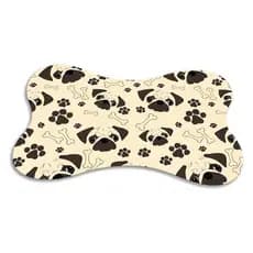 Tapete Osso para Gato e Cachorro Pet Comedouro Pug Antiderrapante