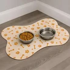 Tapete Osso para Gato e Cachorro Pet Comedouro Antiderrapante e Respingos