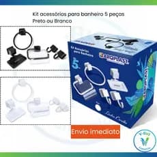 Kit Jogo de Banheiro 5 Acessórios Completo Suporte Saboneteira Porta Toalha