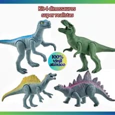 4 Dinossauros Brinquedo Vinil Realista Coleção Dino Island