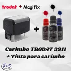 Carimbo Trodat 3911 Personalizado com sua Escrita + 1 Tubo de Tinta 30 ml (Diversas Cores)