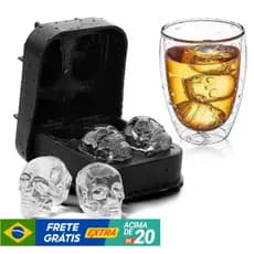Forma de Gelo Silicone Caveira 3D Bebida Bar Chocolate Festa
