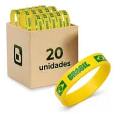 Kit 20 Pulseira Silicone Brasil Torcida Futebol Copa  Mundo