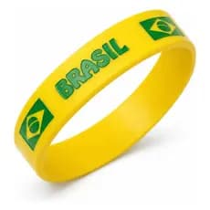Pulseira de Silicone Brasil Amarela Verde Ajustável Unissex Copa Torcida Seleção Brasileira